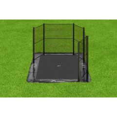 Akrobat Primus Flat to the ground Trampoline 305x183cm met half net Zwart - zwart